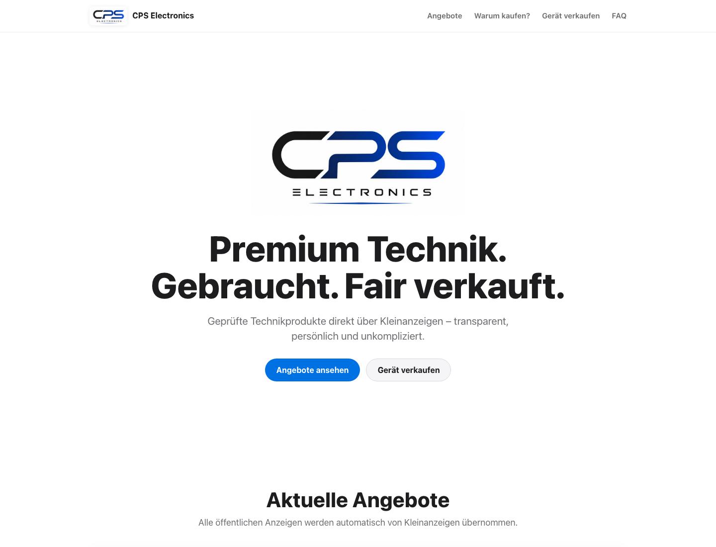 Screenshot der Unternehmenswebsite cps-electronics.de